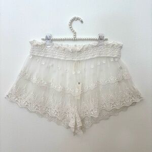 Anthropologie Lace Shorts NWT White Sheer Tulle L